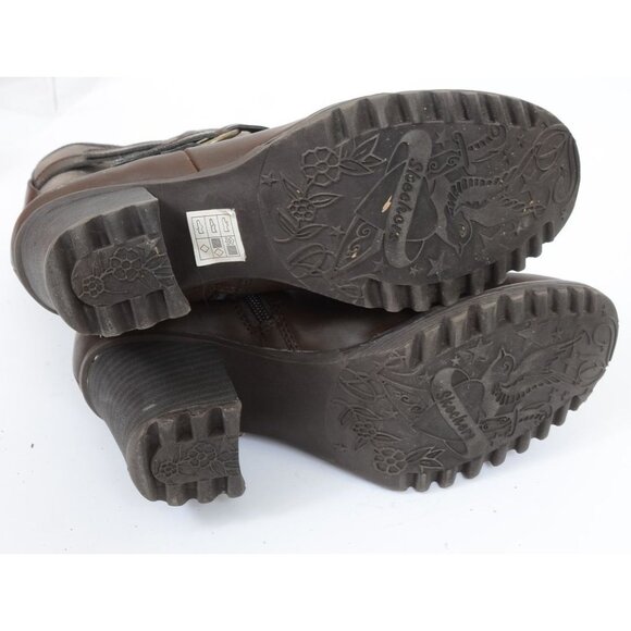 Skechers Women's 10M Brown Leather Double Harness Moto Western Cowgirl Boots - Picture 5 of 8